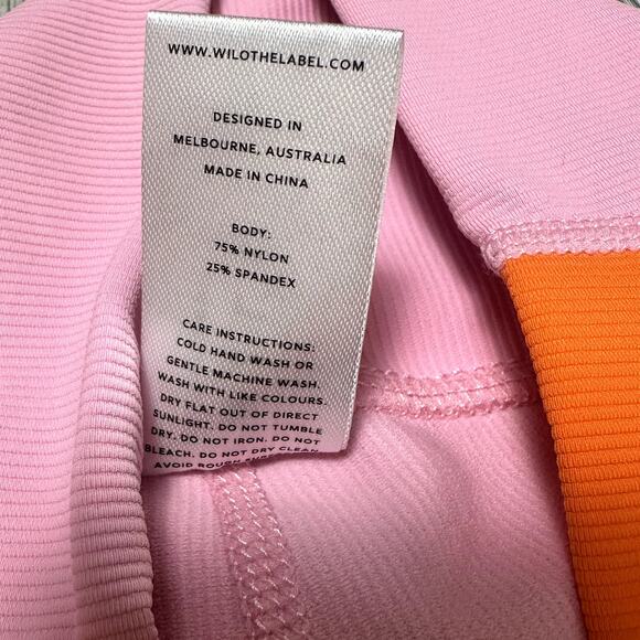 Wilo Ribbed Pink Orange Yellow Biker Shorts - Picture 4 of 4
